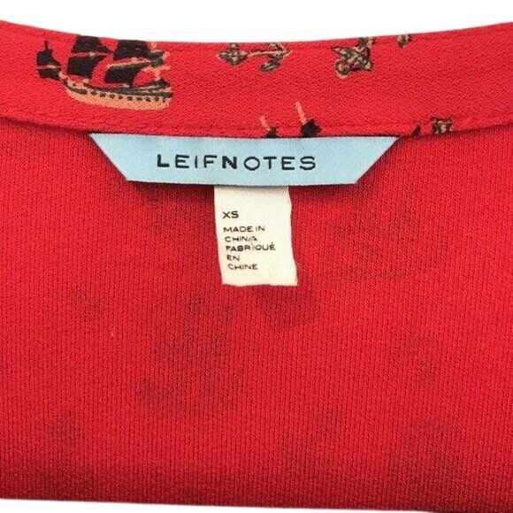 Anthropologie Leifnotes Red Nautical Anchor Print Sleeveless Short Dress Size XS - Picture 5 of 12